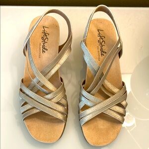 Life Stride Women's Metallic Sandals Sz 9W